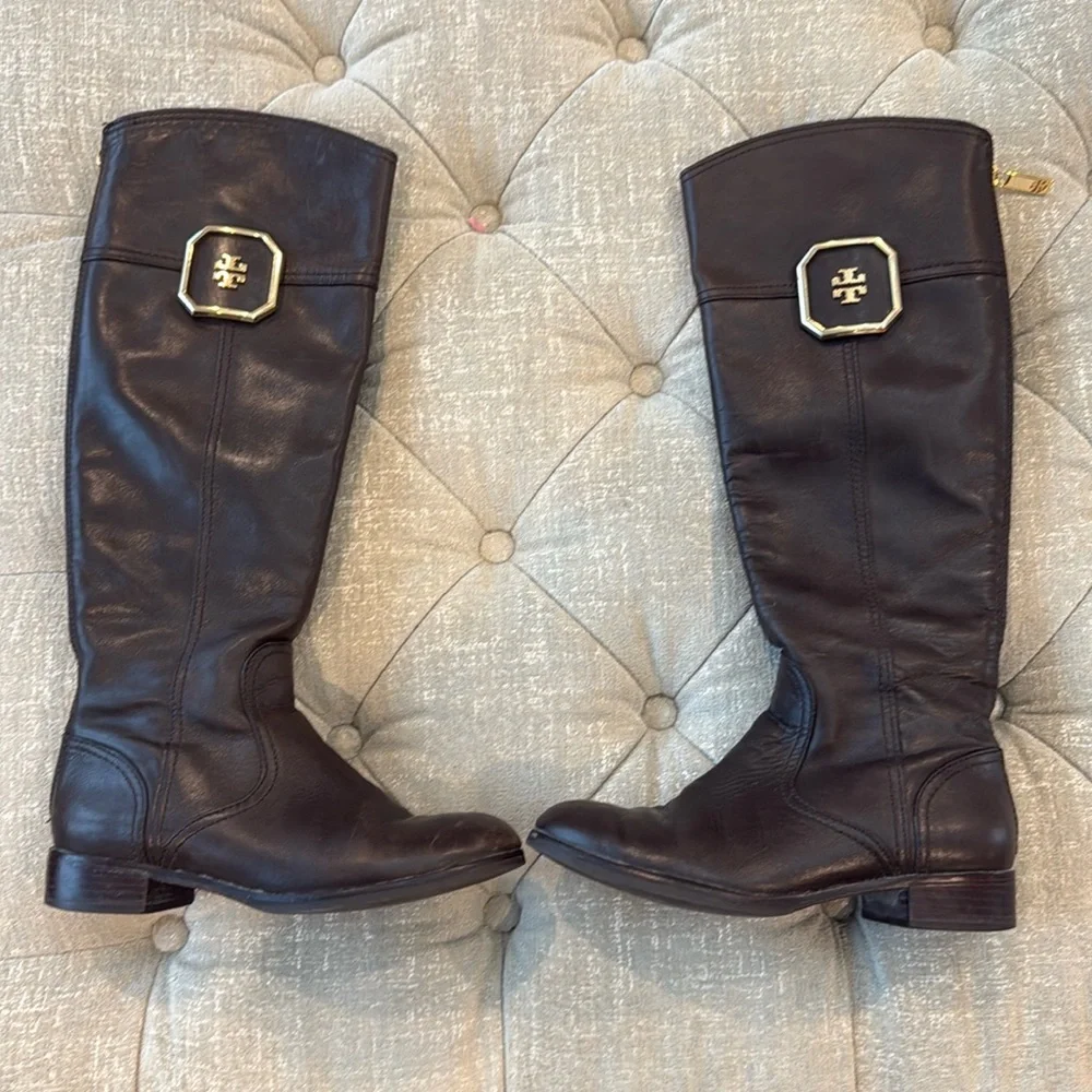 AUTHENTIC TORY BURCH RIDING BOOTS Women’s size 5.5 brown‎ leather